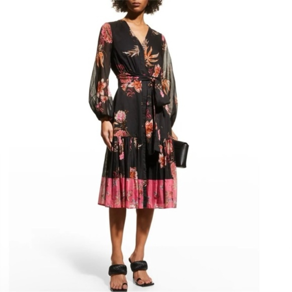 Kobi‎ Halperin Denise Floral Belted Midi-Dress Size Medium - Picture 2 of 13
